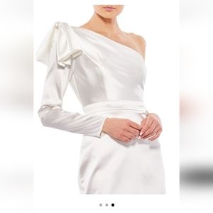 Mac Duggal Ieena Satin One Sleeve Minidress